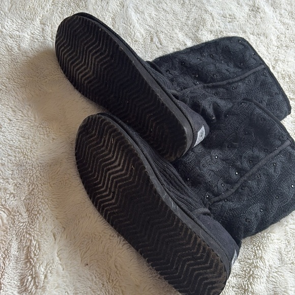 Juicy Couture Black Knit Sparkle Boots | Girls Size 4 | Y2K Cozy Glam Vibe - Picture 5 of 7